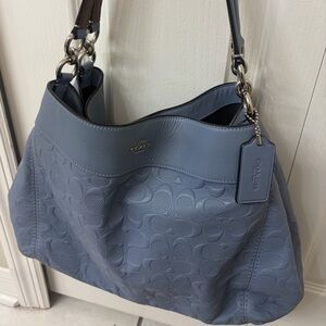 Coach Slate Blue Embossed Shoulder Bag